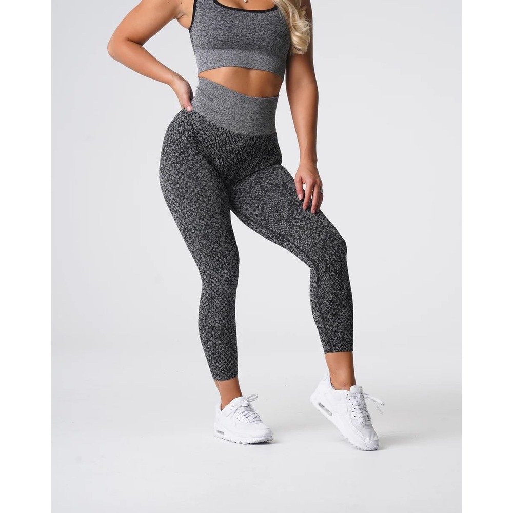 NVGTN Leggings Womens Medium Grey Snakeskin Seamless High Waist Activewear Gym